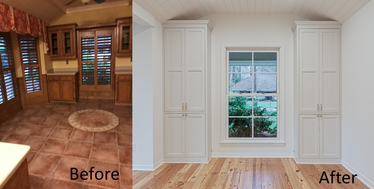 Breakfast nook before and after_ – Wesley Thomas Inc.